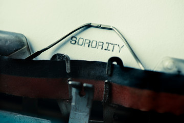 text sorority written with an old typewriter
