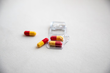 pills on white background