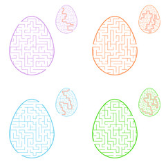 A set of mazes. Game for kids. Puzzle for children. Labyrinth conundrum. Flat vector illustration.