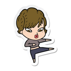 sticker of a cartoon woman