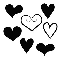 Set of outline hand drawn heart icon.Vector heart collection. Illustration for your graphic design.