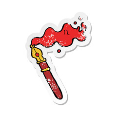 retro distressed sticker of a cartoon fountain pen