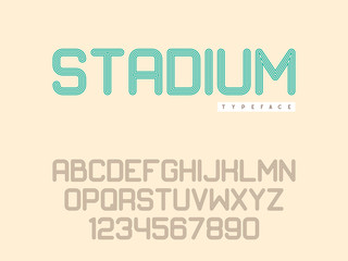 Vector linear uppercase font. Latin alphabet letters and numbers