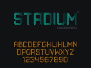 Vector linear uppercase font. Latin alphabet letters and numbers. Vector illustration eps 10