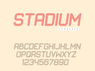 Fototapeta premium Vector linear uppercase font. Latin alphabet letters and numbers