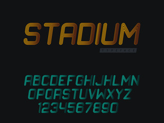 Linear uppercase font. Latin alphabet letters and numbers. Vector illustration