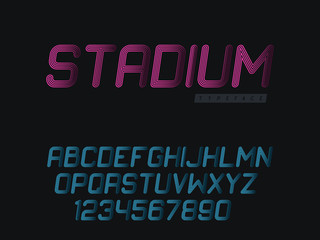 Vector linear uppercase font. Latin alphabet letters and numbers