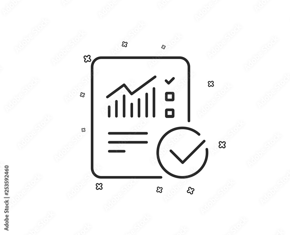 Poster checklist document line icon. analysis chart or sales growth report sign. statistics data symbol. ge