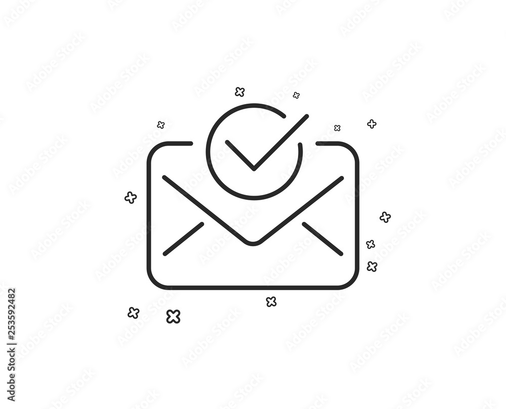Aufkleber approved mail line icon. accepted or confirmed sign. document symbol. geometric shapes. random cross