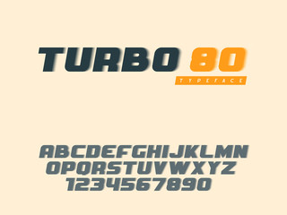 Vector latin uppercase alphabet letters and number. Retro 3d font