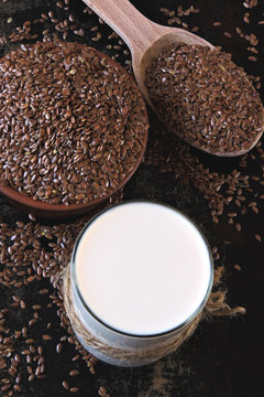 Keto drinks. Flax milk. Keto diet. Vegan milk. © Oksana