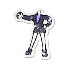 retro distressed sticker of a cartoon female vampire body
