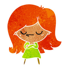 retro cartoon of cute kawaii girl