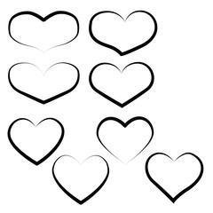 Set of outline hand drawn heart icon.Vector heart collection. Illustration for your graphic design.