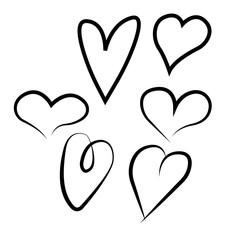Set of outline hand drawn heart icon.Vector heart collection. Illustration for your graphic design.