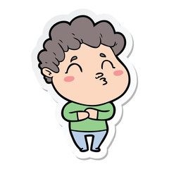 sticker of a cartoon man pouting