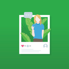 Social media illustration concept. Flat style vector illustration. Share and live streaming of social media. Concept illustration of posting in social network. Web banner illustration