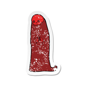 recommend clip art: retro distressed sticker of a cartoon halloween ghoul