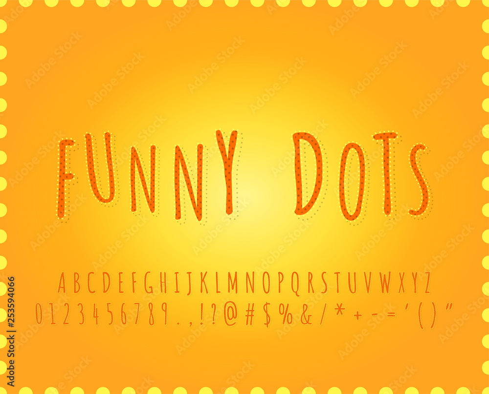 Poster Alphabet Funny dots font effect with cartoon letters