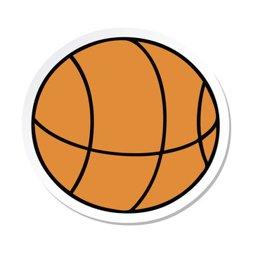 sticker of a cute cartoon basket ball