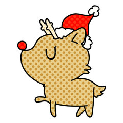 christmas cartoon of kawaii deer