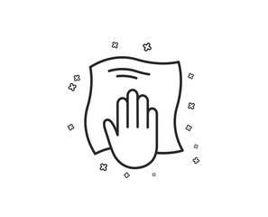 Cleaning cloth line icon. Wipe with a rag symbol. Housekeeping equipment sign. Geometric shapes. Random cross elements. Linear Washing cloth icon design. Vector