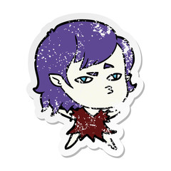 distressed sticker of a cartoon vampire girl