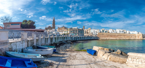 Panorama of Monopoli harbor in the Metropolitan City of Bari and region of Apulia ( Puglia ) ,...