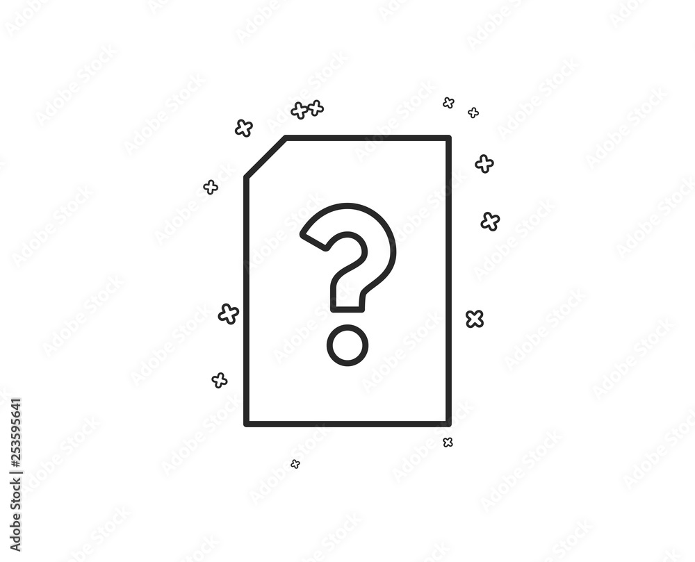 Poster unknown document line icon. file with question mark sign. untitled paper page concept symbol. geomet