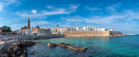 Panorama of Monopoli harbor in the Metropolitan City of Bari and region of Apulia ( Puglia ) ,...
