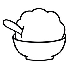 quirky line drawing cartoon ice cream bowl