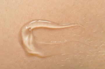 gel smear on the skin macro