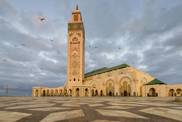 Fototapeta premium Sightseeing of Casablanca, Morocco. The Hassan II Mosque is the largest mosque in Morocco.