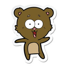 sticker of a laughing teddy  bear cartoon