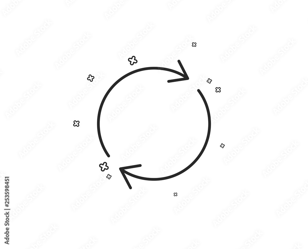 Aufkleber refresh line icon. rotation arrow sign. reset or reload symbol. geometric shapes. random cross eleme