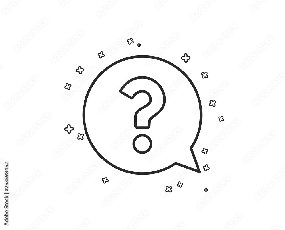 Aufkleber question mark line icon. help speech bubble sign. faq symbol. geometric shapes. random cross element