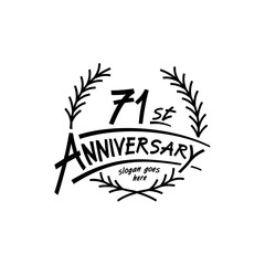 71 years design template. Vector and illustration. 71 years logo.