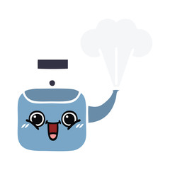 flat color retro cartoon steaming kettle