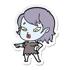 sticker of a cute cartoon vampire girl