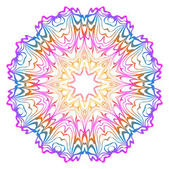 Simple Round Floral Mandala, Ethno Motive. Bright Ornament Consists Of Simple Shapes. Vector Illustration.. For Home Decor, Coloring Book, Card, Invitation, Tattoo. Anti-Stress Therapy Pattern.