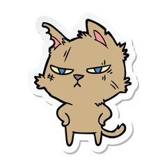 sticker of a tough cartoon cat