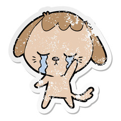 Obraz premium distressed sticker of a cartoon dog crying