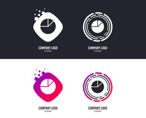 Logotype concept. Pie chart graph sign icon. Diagram button. Logo design. Colorful buttons with icons. Vector