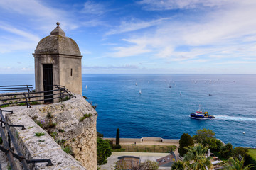 Fototapeta na wymiar The old Fort and the Mediterranean sea, Monte Carlo, Monaco