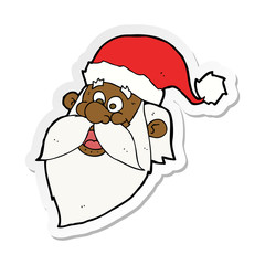 sticker of a cartoon jolly santa claus face