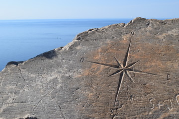 compass ocean way stone blue water