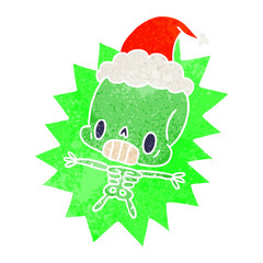 christmas retro cartoon of kawaii skeleton