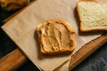 peanut butter sandwich, dessert (sweets or snacks, breakfast). food background. top photo