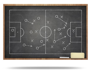Soccer fied on blackboard