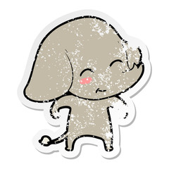 distressed sticker of a cute cartoon elephant